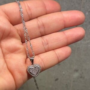 Silver Moissainite Heart Pendant Necklace